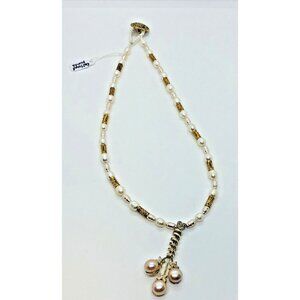 Cultured Pearls Necklace and Pendant Rose White Gold Toggle Loop Clasp NEW!